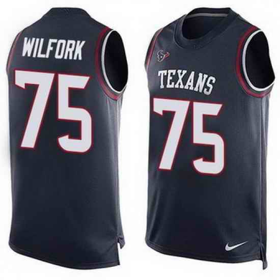 Nike Texans #75 Vince Wilfork Navy Blue Team Color Mens Stitched NFL Limited Tank Top J